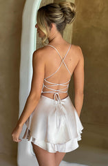 Halter Satin Backless Elegant Short Dress