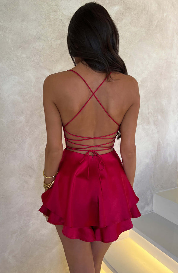 Halter Satin Backless Elegant Short Dress