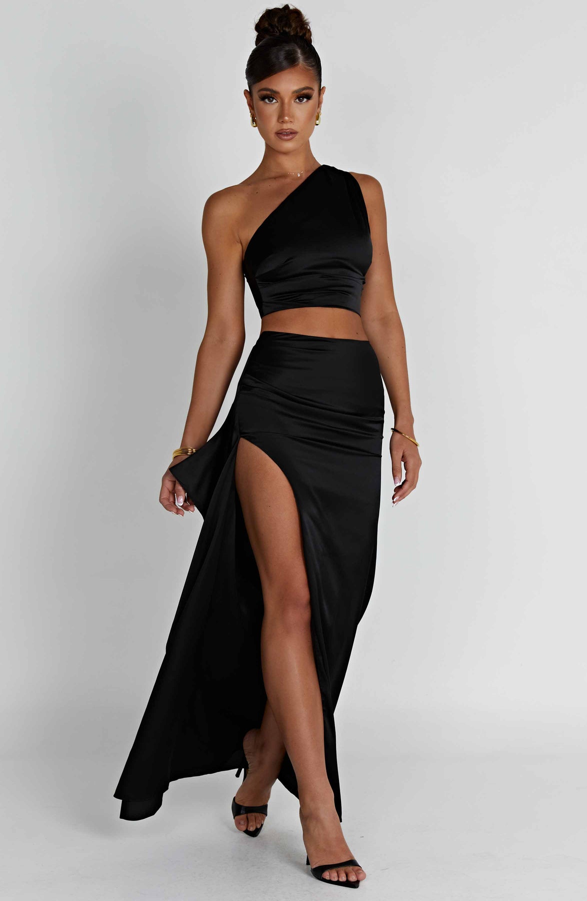 Payela Split Maxi Satin Dress