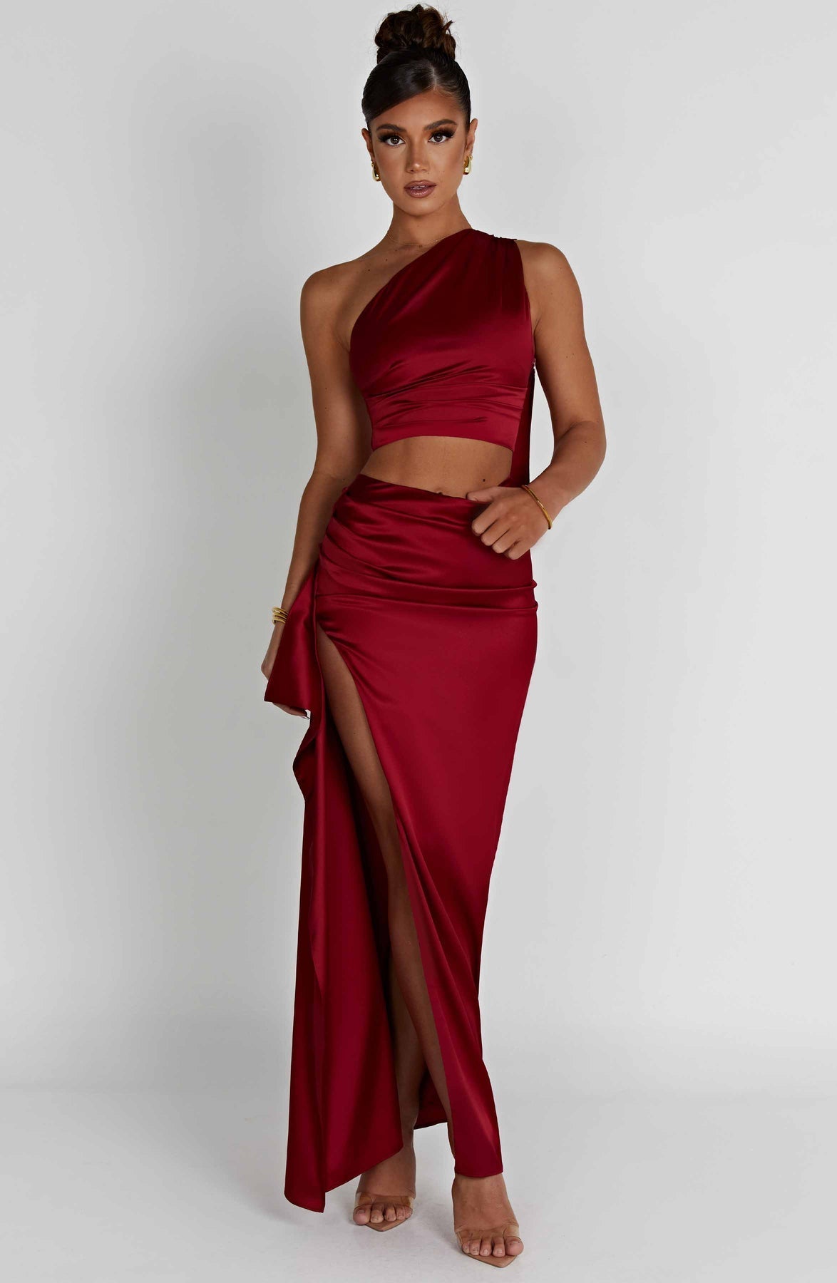 Payela Split Maxi Satin Dress