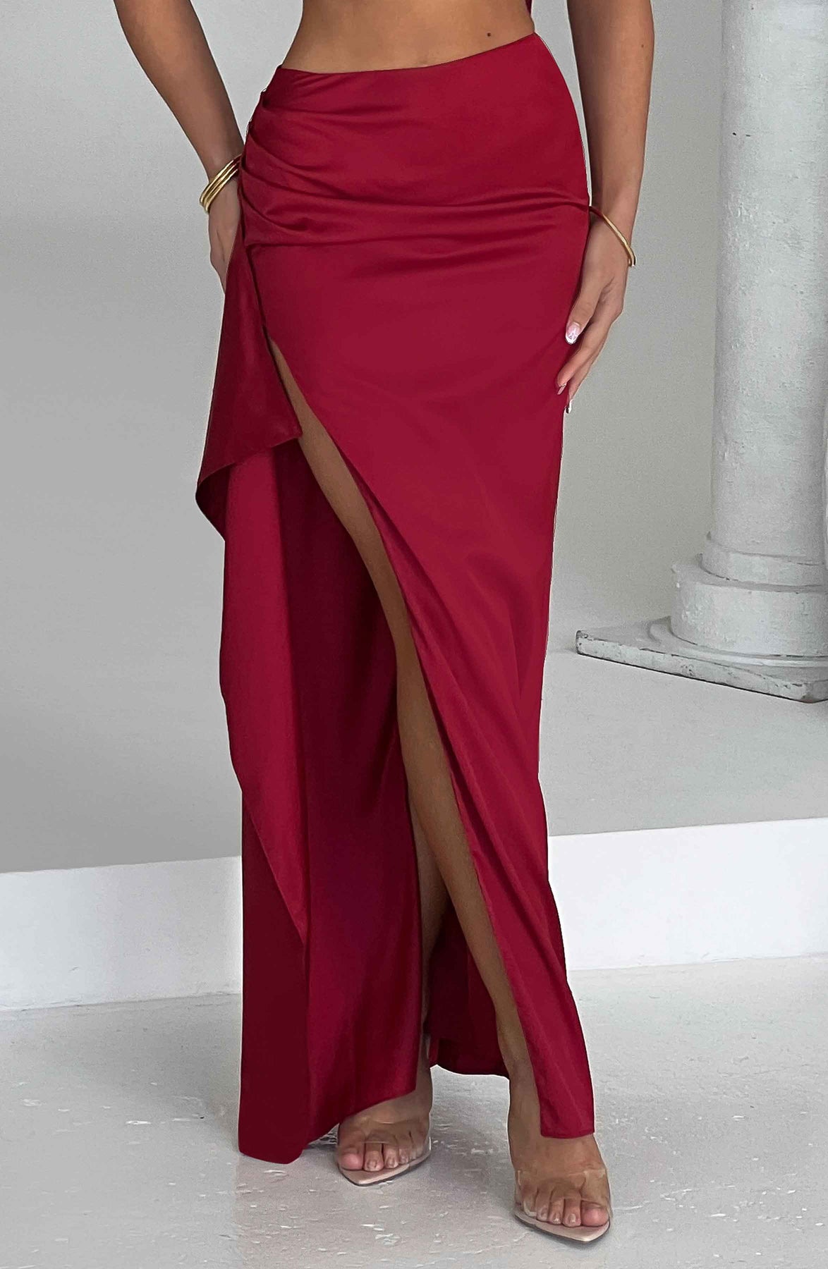 Payela Split Maxi Satin Dress