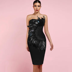 Elite Chest Feather Stitching Bandage Dress
