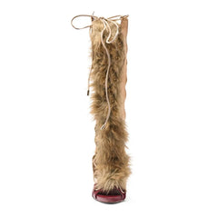 Sadiya Faux Fur Knee High Sandals In All
