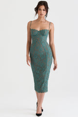LOTTE FOREST LACE MIDI DRESS-GREENY