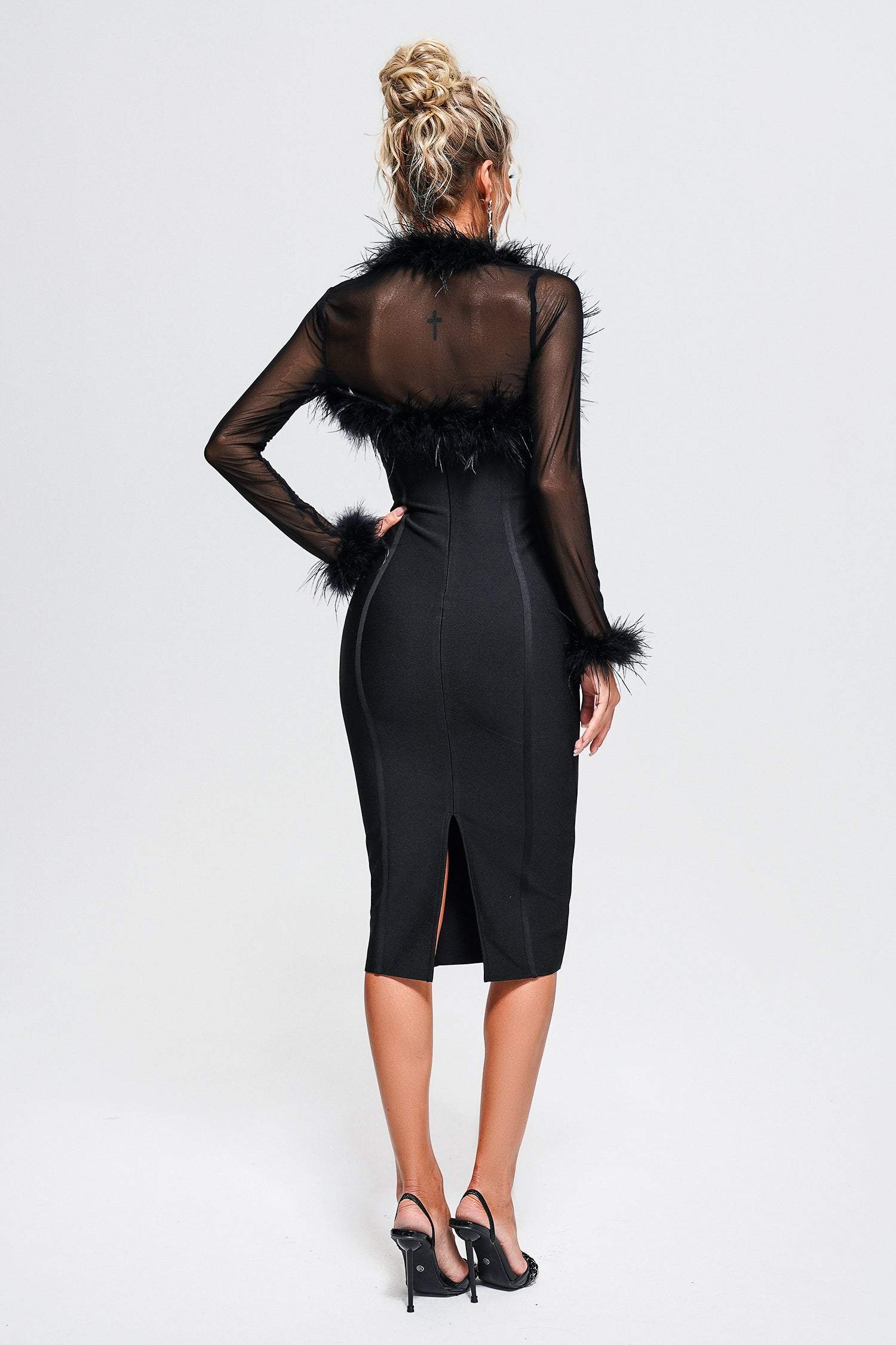 Sweetheart Neck Slit Knee-Length Dress