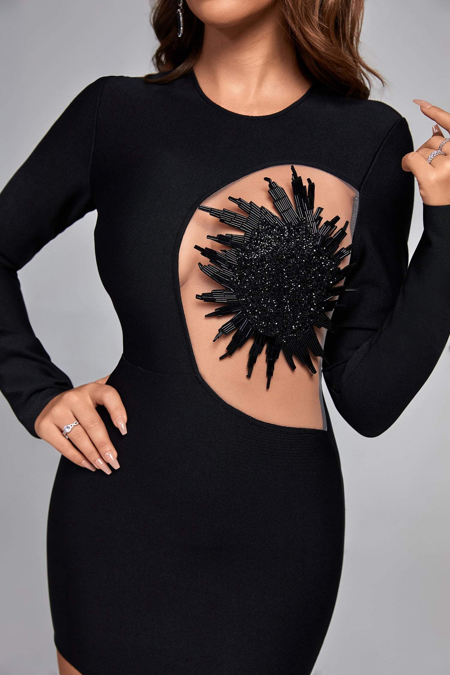 Asur Feather Mini Bandage Dress