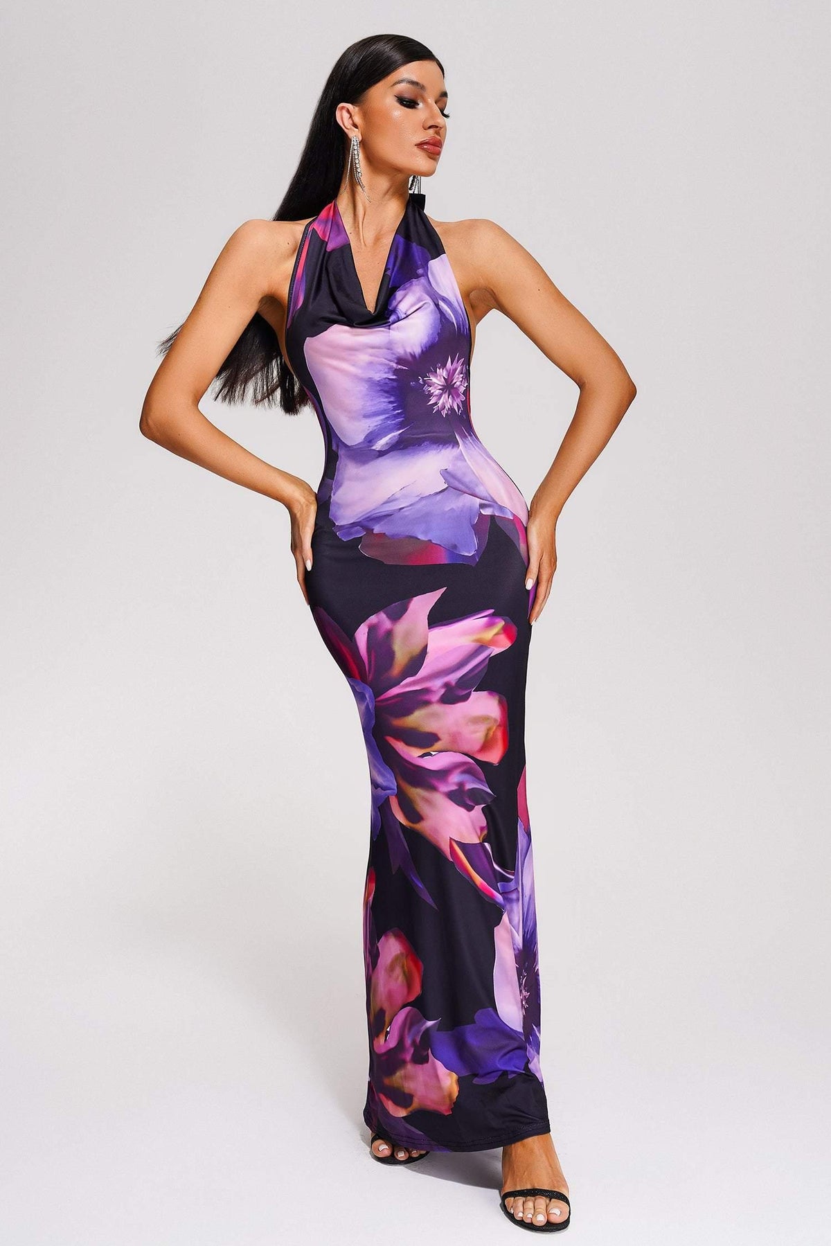 Cocktail Maxi Wrap Low Neck Dress