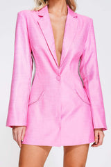 Open Back Slit Mini Blazer Dress