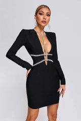 Alyia Diamonate Low-cut Dress