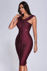 Glitter Crisscross Low Back Bandage Dress