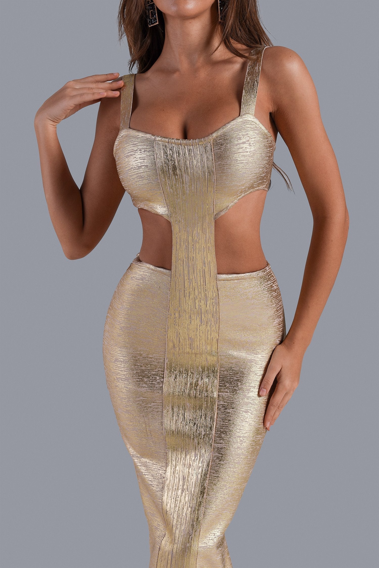 Kit Metallic Midi Bandage Dress