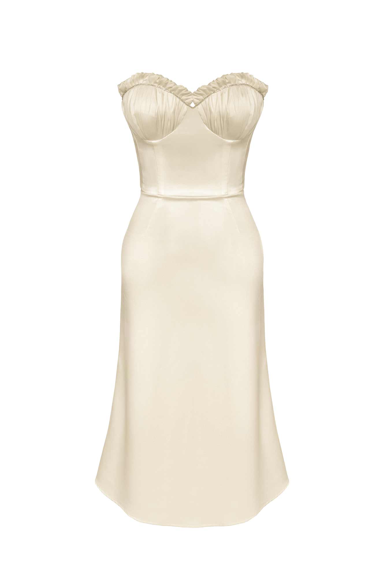 Alyia Bustier Draped Sequin Midi Dress