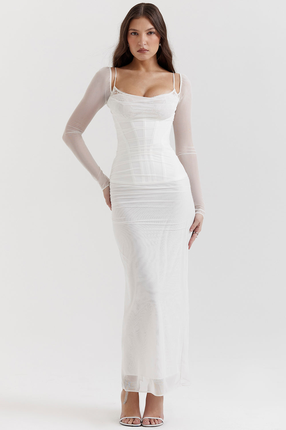 Mesh Stitching Lace Mid-length Dress