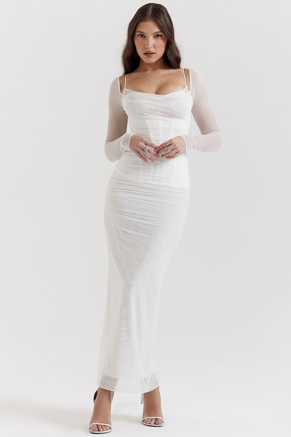 Mesh Stitching Lace Mid-length Dress
