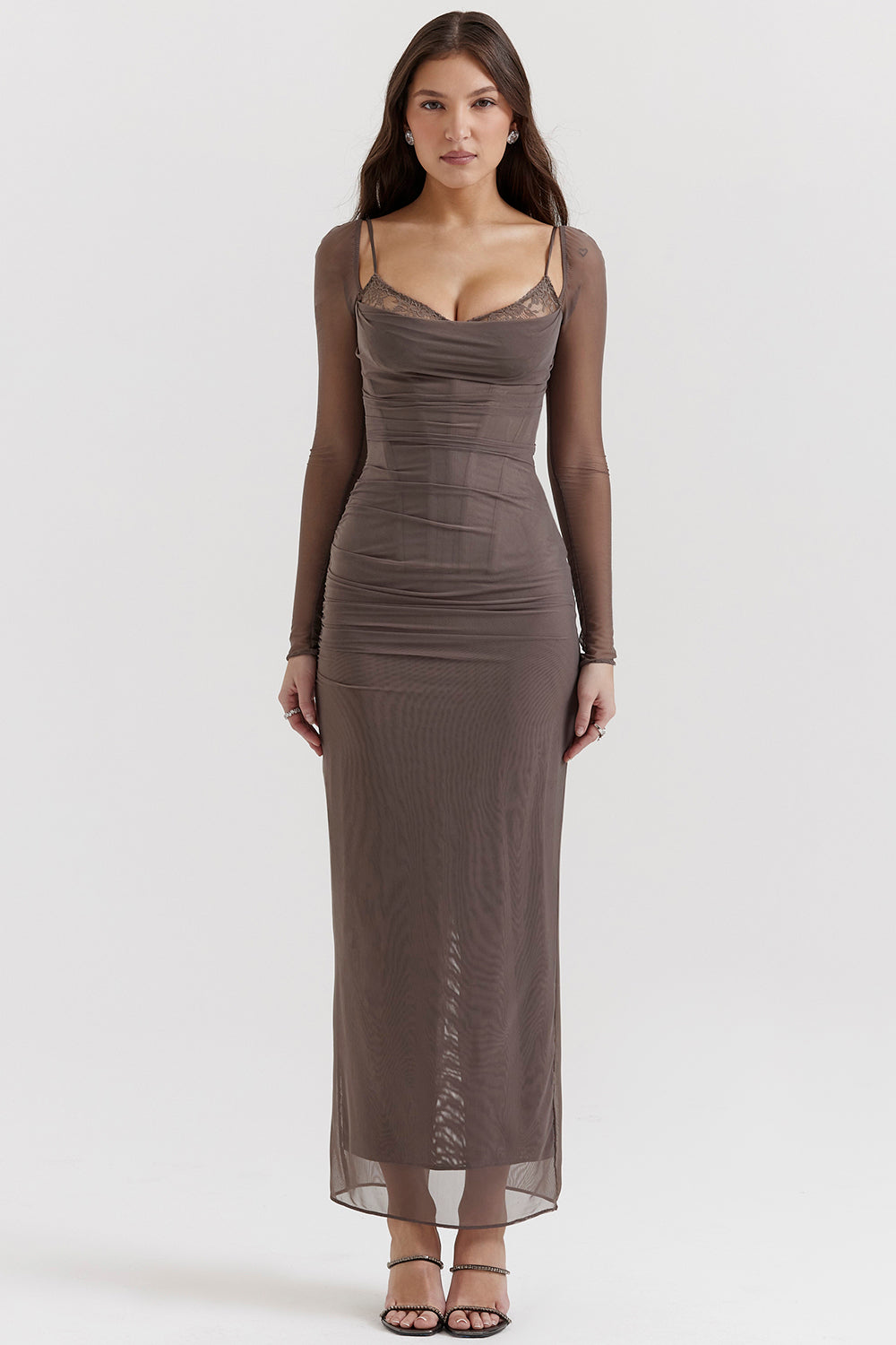 Mesh Stitching Lace Mid-length Dress