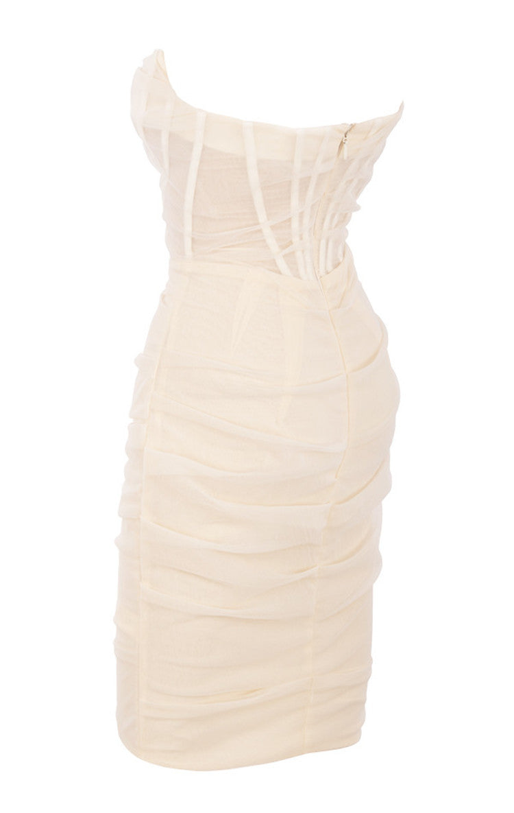 CHIC ELEGANT CORSET MINI DRESS-WHITE
