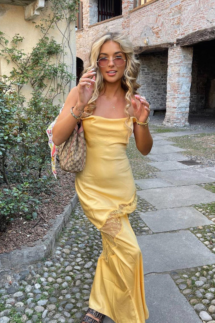 Elegant Halter Backless Satin Dress