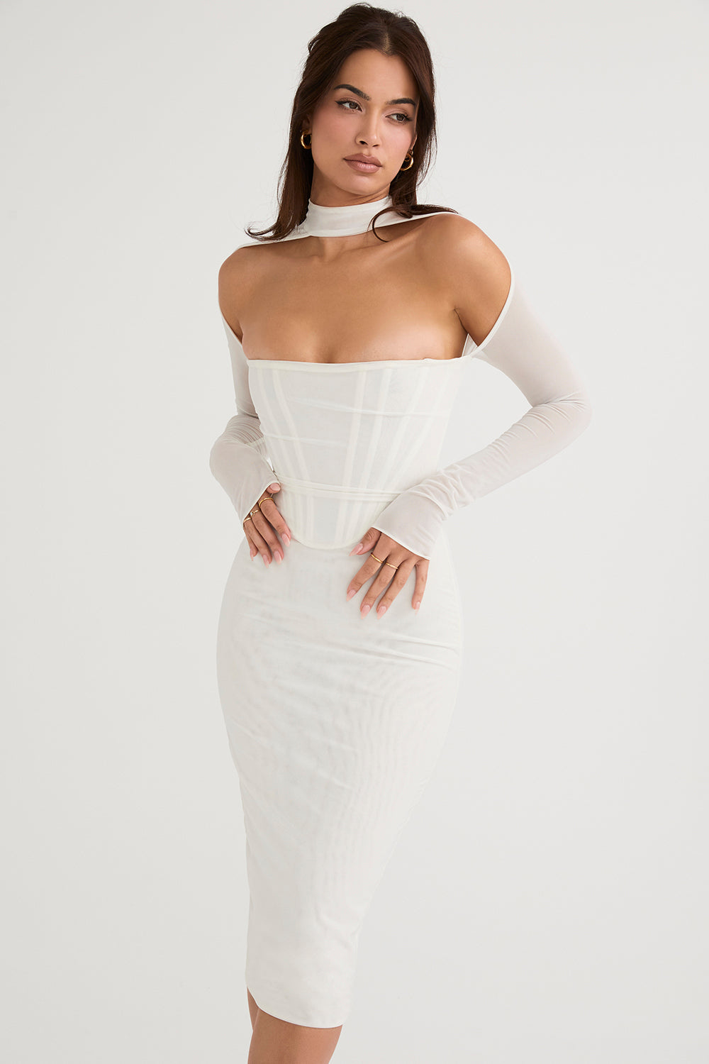 CHIC CORSET MESH MIDI