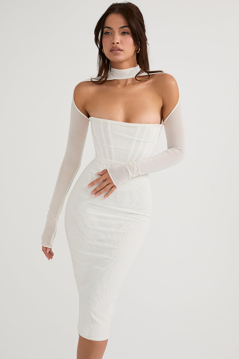 CHIC CORSET MESH MIDI