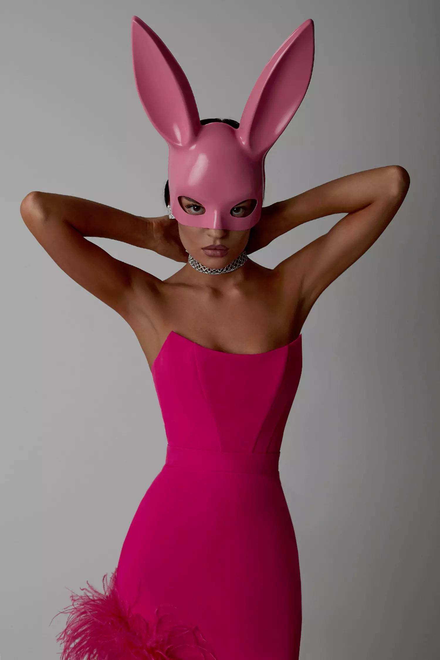 Strapless Feather Bandage Midi Dress