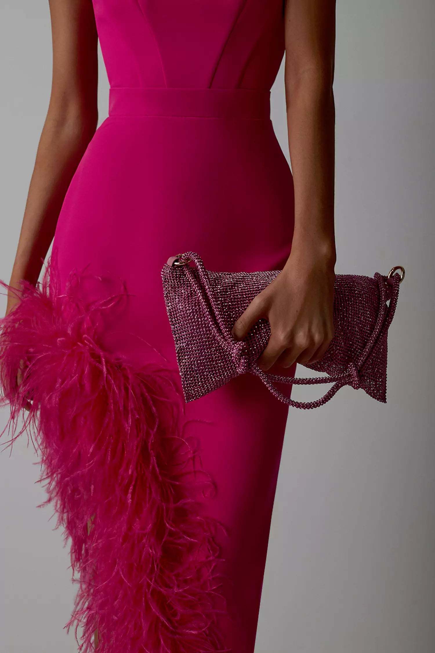 Strapless Feather Bandage Midi Dress