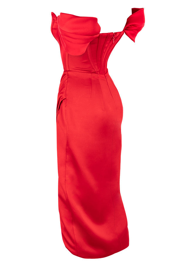 Alyia Satin Off Shoulder Dress
