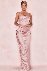 AERIKA SATIN STRAPLESS GOWN-PINK
