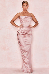 AERIKA SATIN STRAPLESS GOWN-PINK