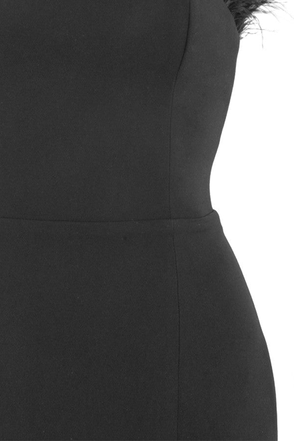 CHIC STRAPLESS FEATHER DRESS