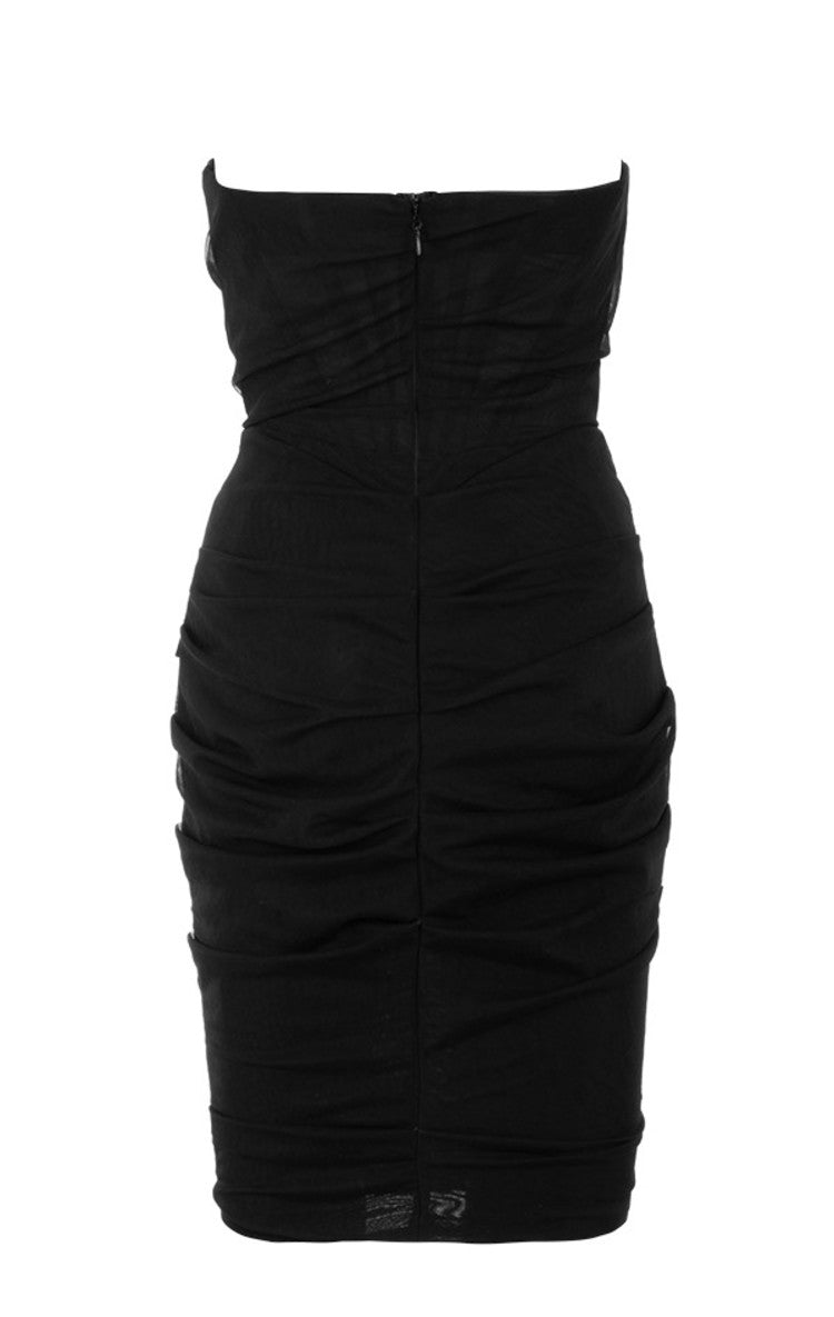 CHIC ELEGANT CORSET MINI DRESS-BLACK