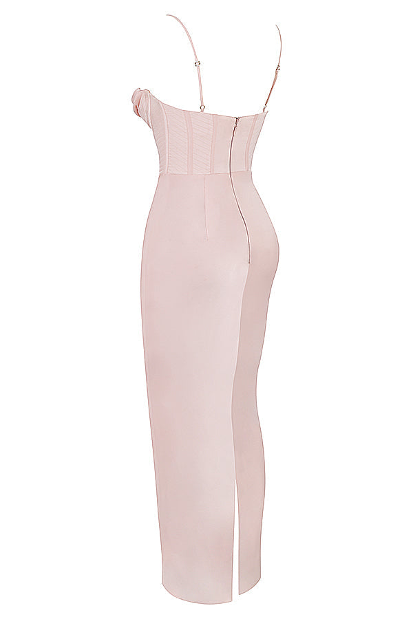 Elegant Corset Maxi Dress-Brown