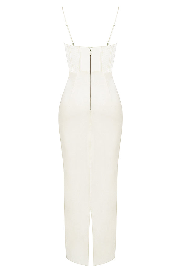Elegant Corset Maxi Dress-White