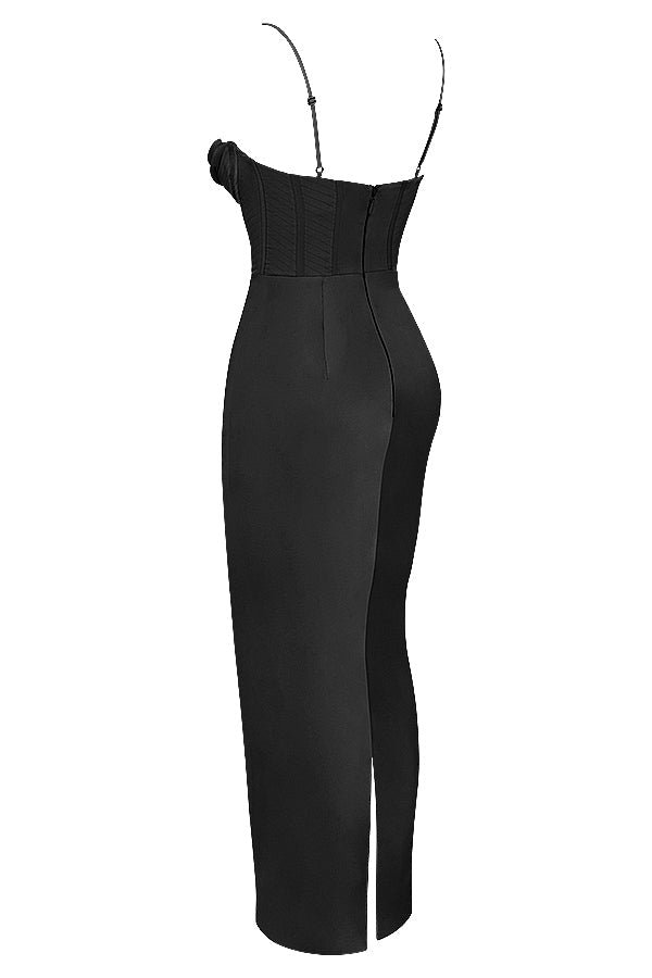 Elegant Corset Maxi Dress-Black