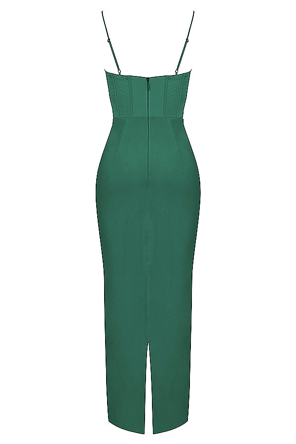 Elegant Corset Maxi Dress-Green