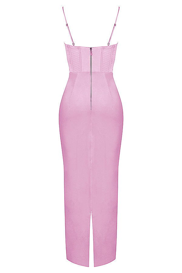 Elegant Corset Maxi Dress-Rose Pink