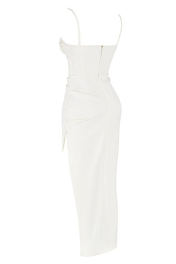 ALESYA IVORY BLACK SATIN CORSET DRESS