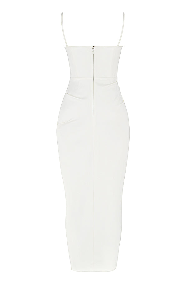 ALESYA IVORY RED SATIN CORSET DRESS