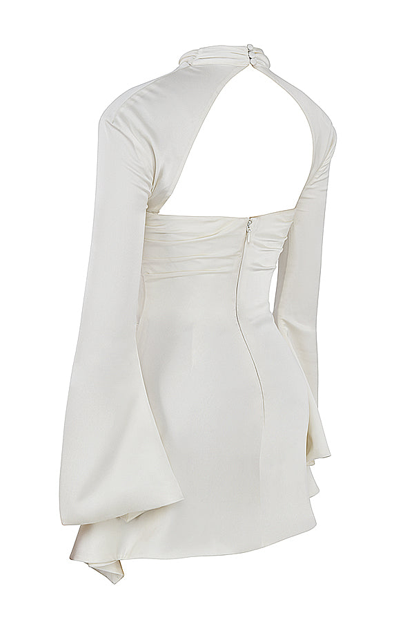 HEILA IVORY DRAPED CORSET DRESS-WHITE