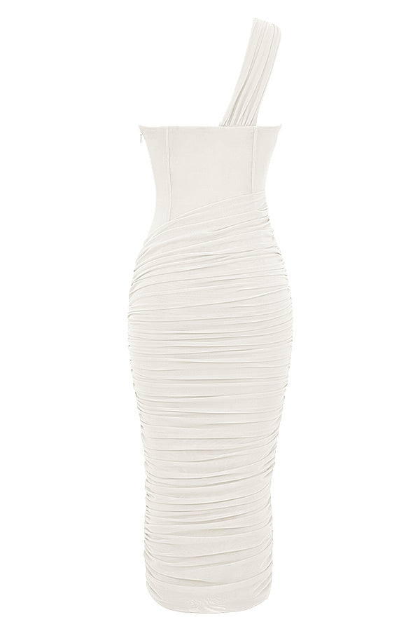 Cutout One-Shoulder Midi Bandage Dress