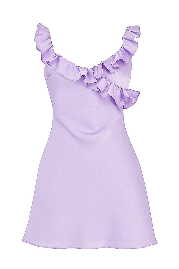 Chic Backless Satin Ruffle Mini Dress
