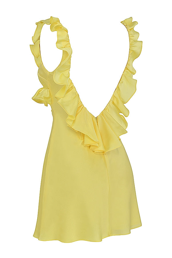 Chic Backless Satin Ruffle Mini Dress
