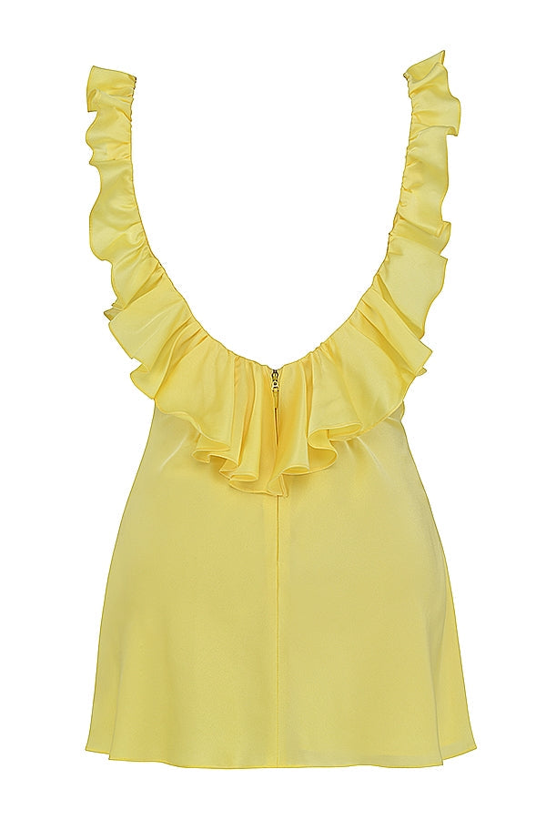 Chic Backless Satin Ruffle Mini Dress