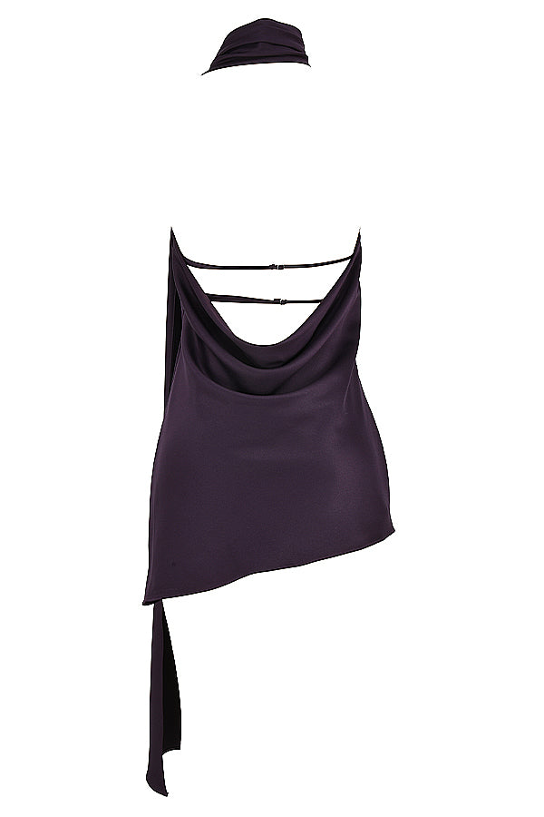 AIDA NIGHT SHADE ASYMMETRIC WRAP NECK DRESS