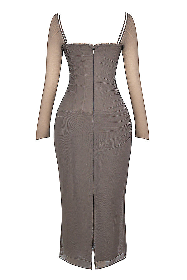 Mesh Stitching Lace Mid-length Dress