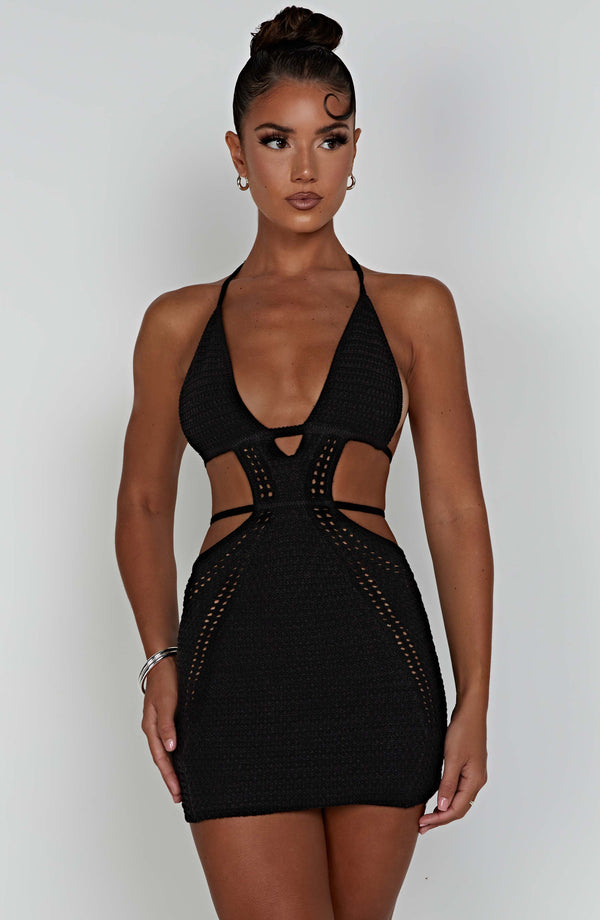 Knitted Backless Hanging Neck Straps Dress