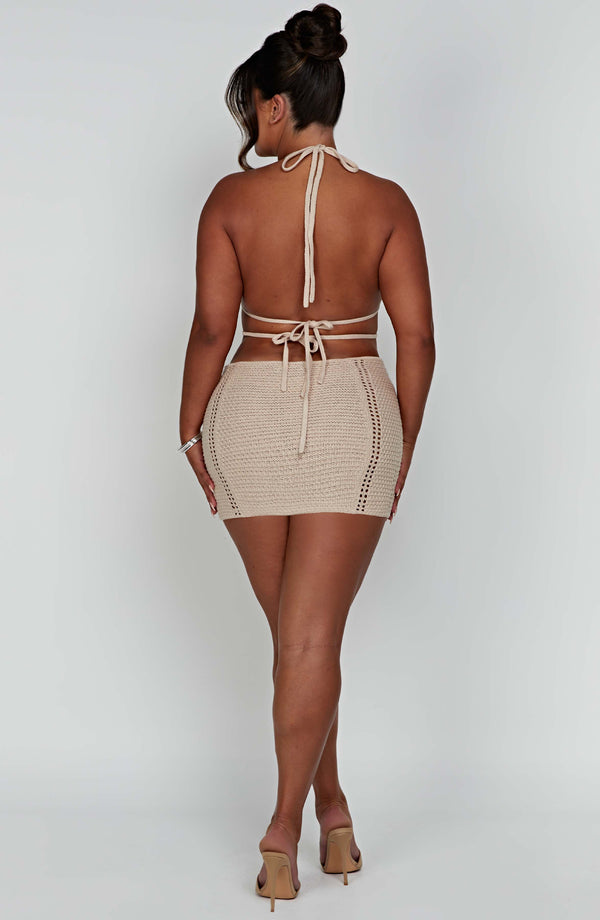 Knitted Backless Hanging Neck Straps Dress