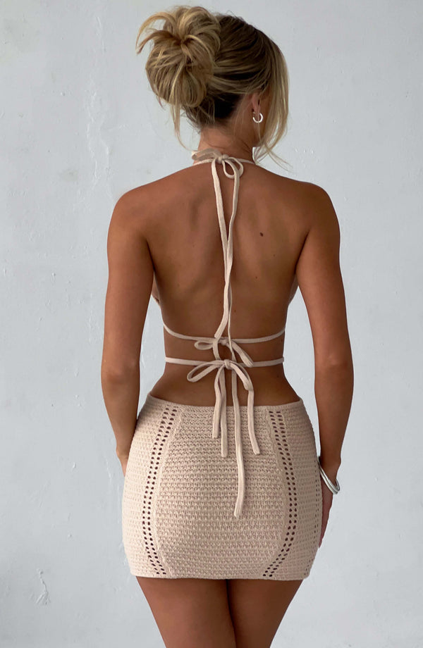 Knitted Backless Hanging Neck Straps Dress