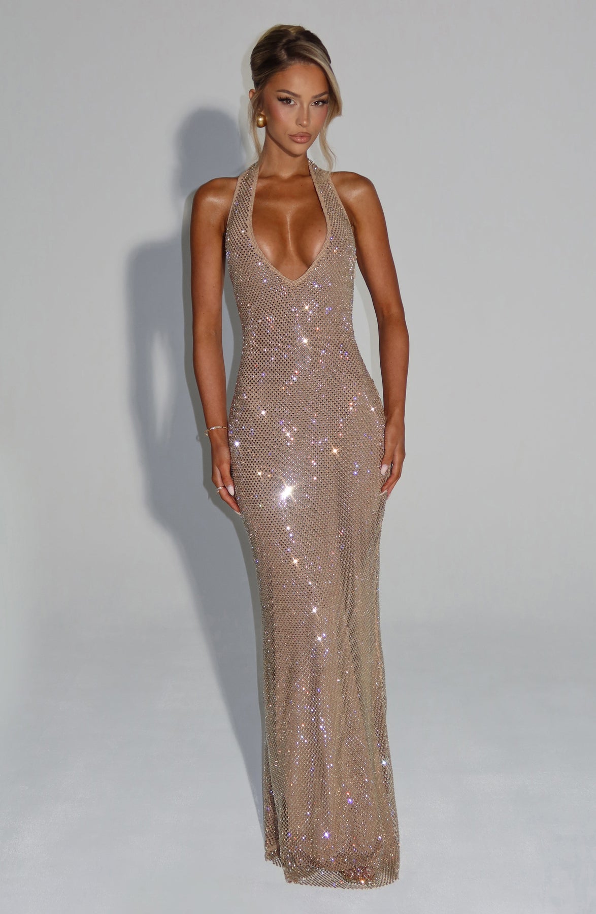 Elegant Sequins Backless Maxi Dress