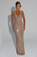 Elegant Sequins Backless Maxi Dress