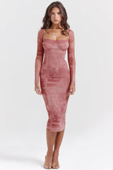 Square Collar Retro Slim-fit Long-sleeved Dress